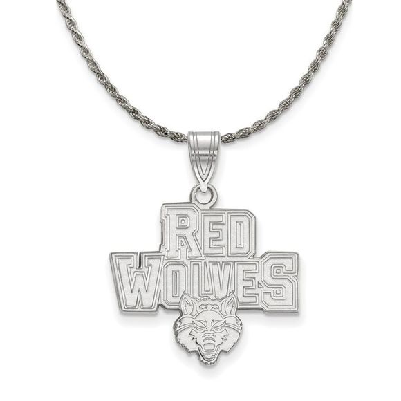 Sterling Silver Arkansas State Large Pendant Necklace - 22...